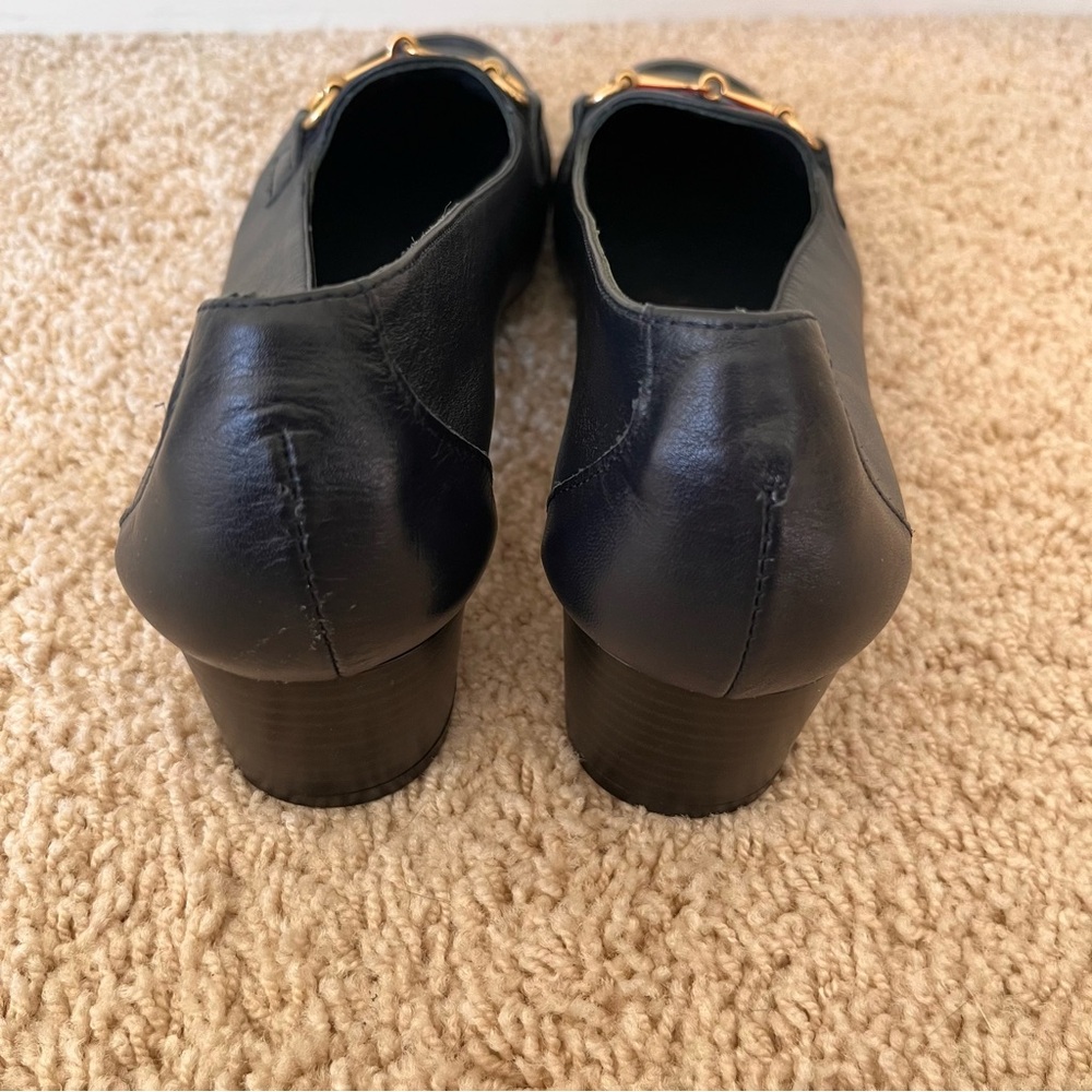 Punt Roma Heeled Loafers Size 41 Leather Navy Blue Preppy Classic Academia NWOB - Picture 4 of 10